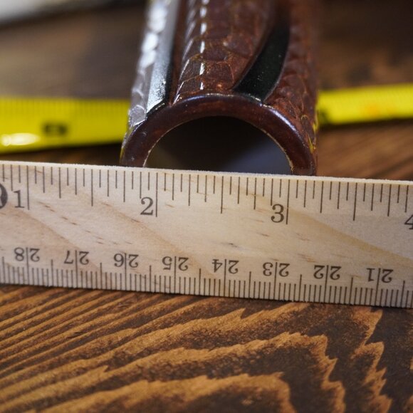 Vintage Studio Pottery Vase Brown Glazed Ceramic Vase with Embossed Flowers - Picture 12 of 12